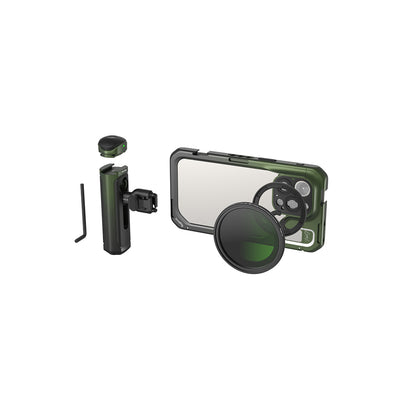 [CLEARANCE] SmallRig Dual Handheld Mobile Phone Case Video Cage Kit Co-design Edition with Wireless Control, Quick Release Side Handle, VND Filter, 1/4""-20 Threaded Holes, Cold Shoe Mounts, and Swappable Lens Backplate for iPhone 15 Pro Max | 4407