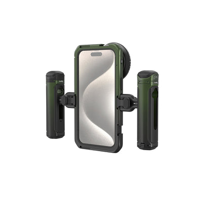 [CLEARANCE] SmallRig Dual Handheld Mobile Phone Case Video Cage Kit Co-design Edition with Wireless Control, Quick Release Side Handle, VND Filter, 1/4""-20 Threaded Holes, Cold Shoe Mounts, and Swappable Lens Backplate for iPhone 15 Pro Max | 4407