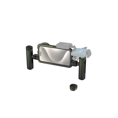 [CLEARANCE] SmallRig Dual Handheld Mobile Phone Case Video Cage Kit Co-design Edition with Wireless Control, Quick Release Side Handle, VND Filter, 1/4""-20 Threaded Holes, Cold Shoe Mounts, and Swappable Lens Backplate for iPhone 15 Pro Max | 4407