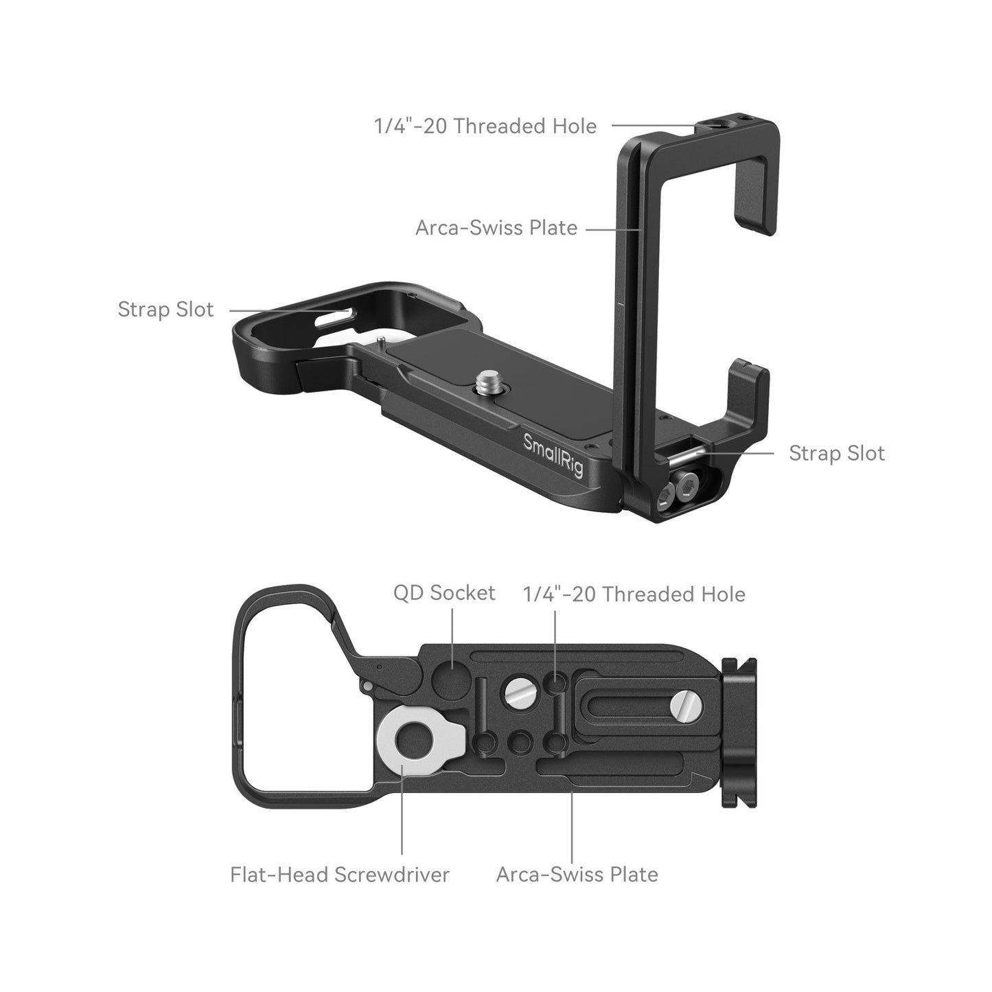 SmallRig Metal Camera L-Bracket for Sony a7C II and a7CR with Multiple 1/4"-20 Threaded Holes, QD Socket, Arca-Type Side Plate and Base Plate for Photography Accessories and Attachment