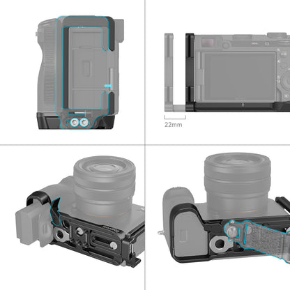 SmallRig Metal Camera L-Bracket for Sony a7C II and a7CR with Multiple 1/4"-20 Threaded Holes, QD Socket, Arca-Type Side Plate and Base Plate for Photography Accessories and Attachment