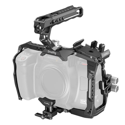 SmallRig Basic Cage Kit for Blackmagic Design Cinema and Camera 6K Full Frame with Cable Clamp, 1/4"-20 Camera Mounting, Top Handle, SSD Mount Bracket, ARRI Accessory Threads, Shoe Mount, TO Rail and QD Ports | 4574