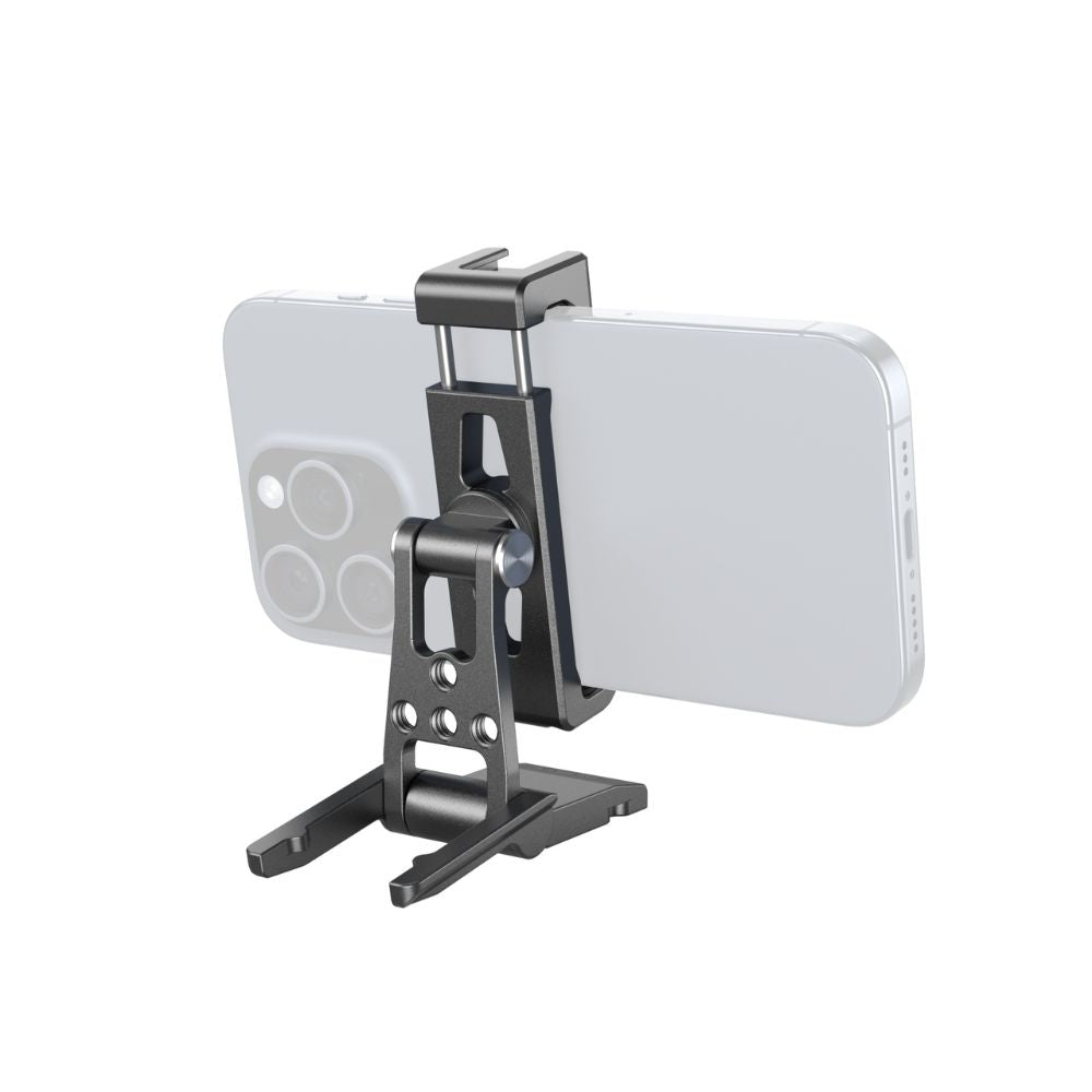 SmallRig Metal Phone Holder with Arca-Swiss Support, 1/4"-20 Female Thread, Cold Shoe Mount, Supports Horizontal & Vertical Shooting, 90° Tilt and Three Rotating Joints for 2.2 to 3.5" Wide Smartphones | 4611