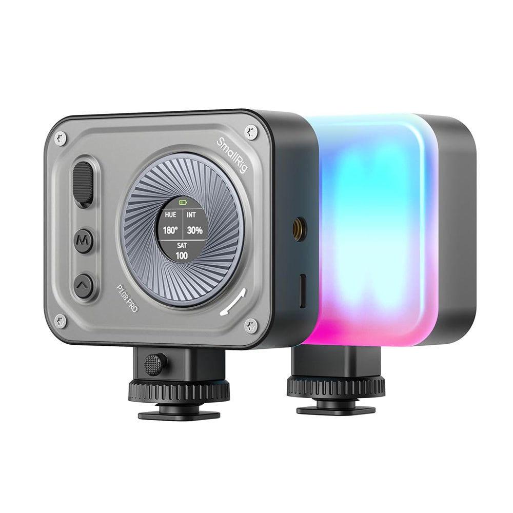 SmallRig Vibe P108 Pro Mini Full Color RGB LED Video Light with 2500K~6500K CCT, 1500mAh Battery, Multiple Mounts, 1/4"-20 Threaded Holes, USB Type-C Charging Port and 12 Lighting Effects for Photography