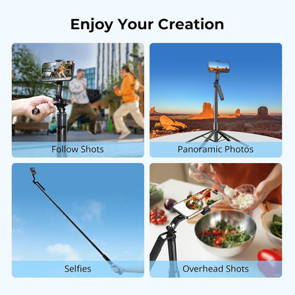 SmallRig Encore PT-60 6-Section Tripod + Windproof Smartphone Stabilizer Stand Aluminum Alloy and Bluetooth 5.0 Remote Control with Max 79" Operating Height, 1Kg Max Load Capacity for Vlog Vlogging Live Selling Content Creation