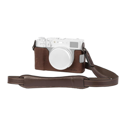 SmallRig Leather Half Camera Case for FUJIFILM X100VI with Shoulder Strap, Built-in 1/4”-20 Thumb Screw for Tripod Attachment and Other Accessories, Full Access to Ports, Buttons, Controls, and Battery Slots | 4699 | 4700