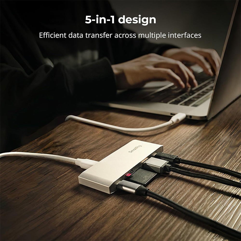SmallRig 5-in-1 Memory Card Reader Docking Station for SD / SDHC / SDXC / Micro SD SDHC SDXC with 65W PD Fast Charging / Data Transfer, Dual SD/TF Slots and USB-C USB-A Ports | 4746