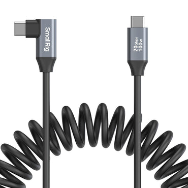 SmallRig 0.35m USB Type-C 3.2 Gen 2x2 Straight / Angled Male to Male Coiled Data Cable with 100W Fast Charging, 20GB/s Transfer Rate for Laptop, Smartphone, Cameras and Other Devices