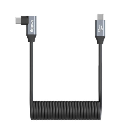 SmallRig 0.35m USB Type-C 3.2 Gen 2x2 Straight / Angled Male to Male Coiled Data Cable with 100W Fast Charging, 20GB/s Transfer Rate for Laptop, Smartphone, Cameras and Other Devices