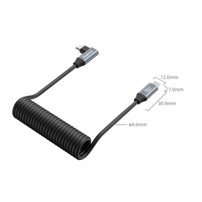 SmallRig 0.35m USB Type-C 3.2 Gen 2x2 Straight / Angled Male to Male Coiled Data Cable with 100W Fast Charging, 20GB/s Transfer Rate for Laptop, Smartphone, Cameras and Other Devices