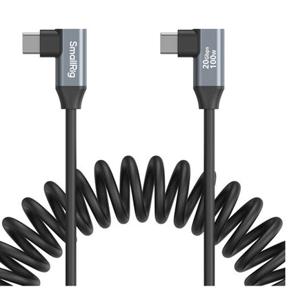 SmallRig 0.35m USB Type-C 3.2 Gen 2x2 Straight / Angled Male to Male Coiled Data Cable with 100W Fast Charging, 20GB/s Transfer Rate for Laptop, Smartphone, Cameras and Other Devices