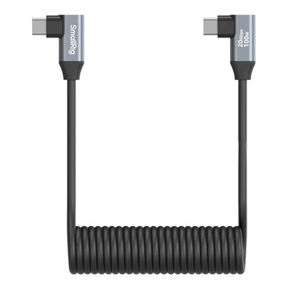 SmallRig 0.35m USB Type-C 3.2 Gen 2x2 Straight / Angled Male to Male Coiled Data Cable with 100W Fast Charging, 20GB/s Transfer Rate for Laptop, Smartphone, Cameras and Other Devices