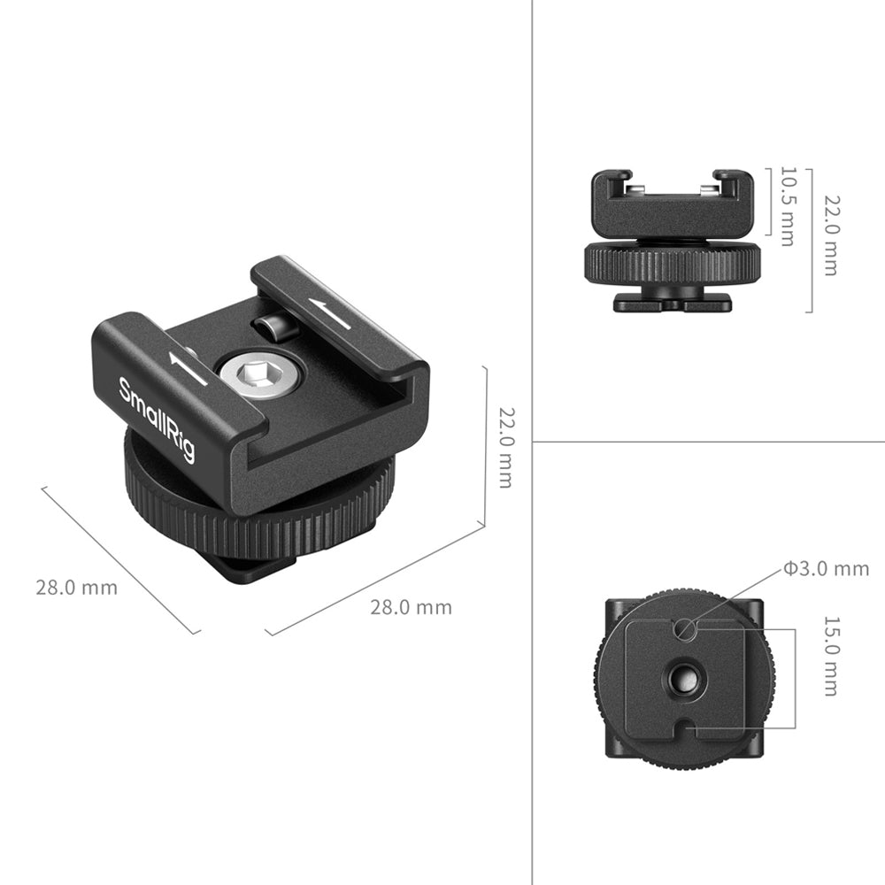 SmallRig Detachable Bottom Cold Shoe Mount for Compact Wireless Microphone, Audio Receiver to Camera and Cages with 1/4"-20 Thread Hole & Built-in Spring Clip | 4822