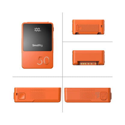 SmallRig VB50 Mini V Mount Battery (50Wh) with Safe & Fast Bi-Directional Charging, Multiple Interfaces & OLED Display for Cameras, Camcorders, Drones, Gimbals, Phones, Tablets, Laptops, Video Lights & Field Monitors | 3579 Black