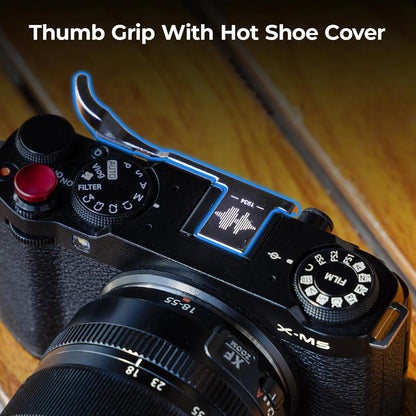 SmallRig Thumb Grip Rest and Shutter Release Button for FUJIFILM X-M5 Mirrorless Camera, Shoe Mount with Silicone Pads for Photography | Silver, Black