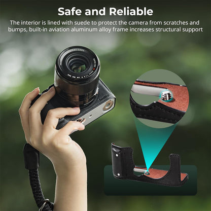 SmallRig Half Case Kit + Wrist / Shoulder Strap and Accessories with Leather Exterior and Foamed Hand Grip for FUJIFILM X-M5 Mirrorless Camera