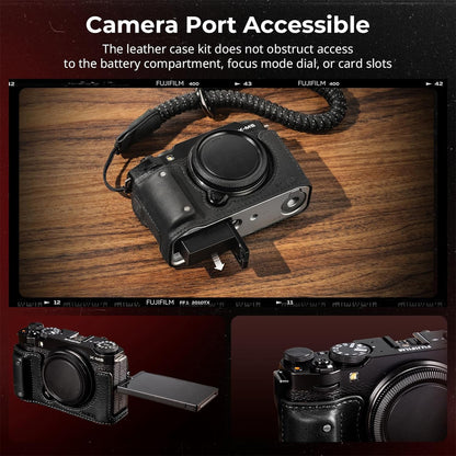 SmallRig Half Case Kit + Wrist / Shoulder Strap and Accessories with Leather Exterior and Foamed Hand Grip for FUJIFILM X-M5 Mirrorless Camera