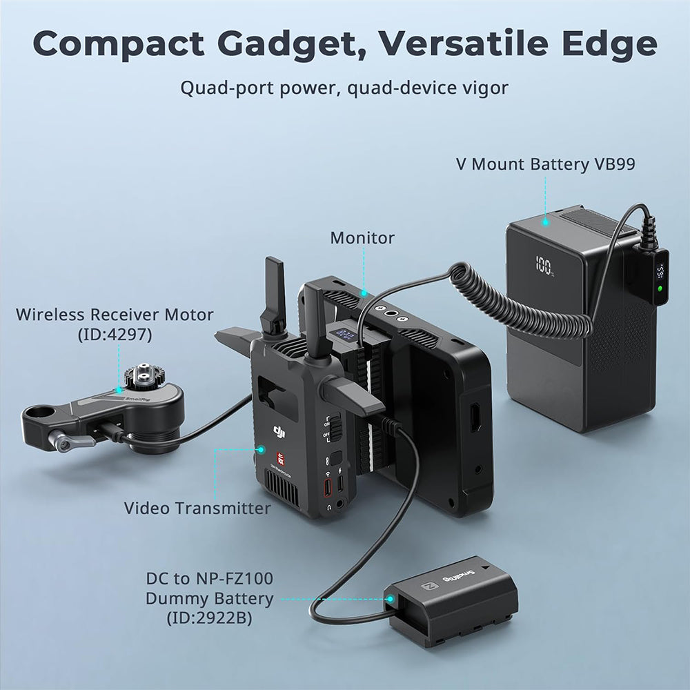 SmallRig D-Tap to Dual-Sided NP-F Dummy Battery Power Cable Adapter with 8.2 VDC Output, Multiple Circuit Protections, USB-C Port PD & PPS Fast Charging for Power Cameras, Monitors, Video Transmitters, Accessories | 4884