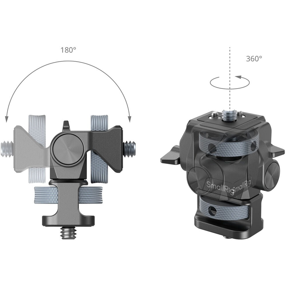 SmallRig On-Camera Monitor Aluminum Alloy Mount Support with 360° Swivel / 180° Tilt, 3.17Kg Max Load Capacity and 2x 1/4"-20 Anti-Twist Screws | 4886