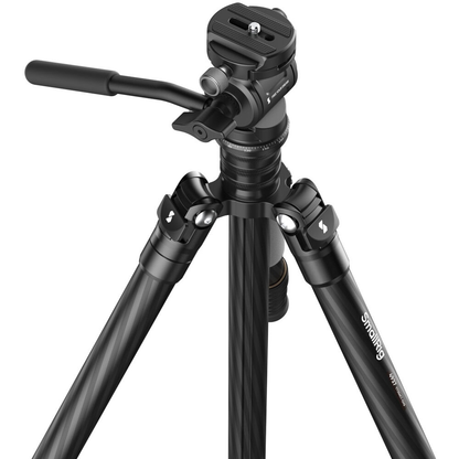 SmallRig CT150 Carbon Fiber Travel Tripod and Video Head 4-Section with Max 62" Working Height and 3kg Load Capacity,  360° Panning, +90 / -70° Tilt with Smartphone Mount for Photography