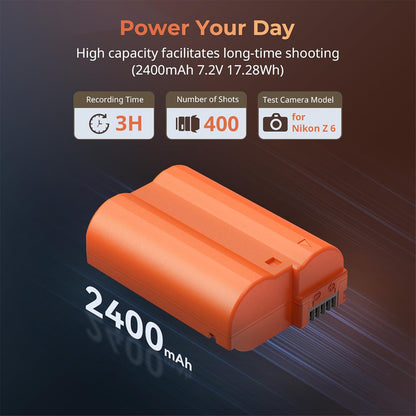 SmallRig EN-EL15c Rechargeable Li-Ion Battery 2400mAh 7.2V with USB-C Direct Charging for Selected NIKON Cameras Z8, Z7II, Z7, Z6II, Z6, Z5, D850, D810, D810A, D780, D750, D610, D500, D7500, D7200 | 4332B |  4966