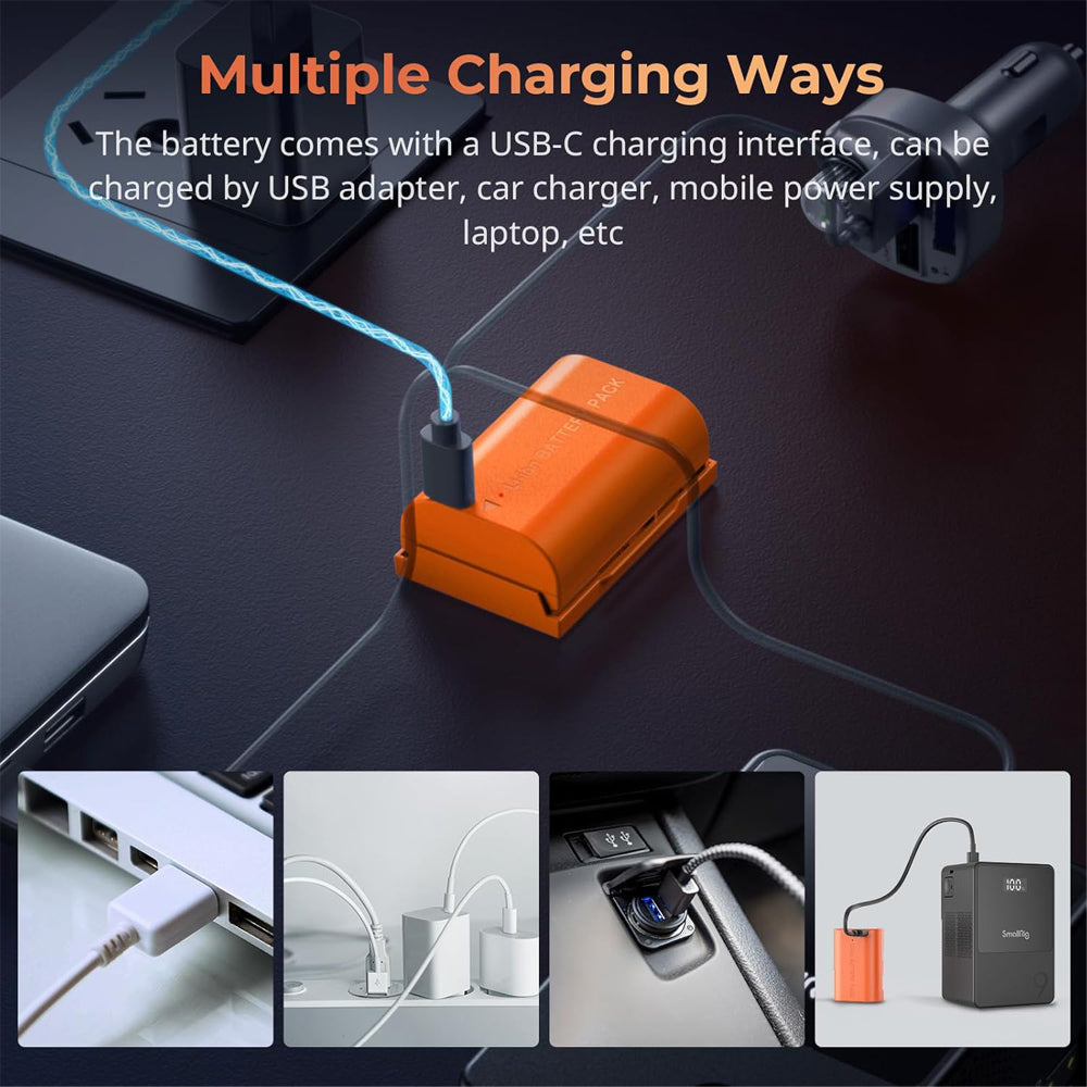 SmallRig LP-E6NH Rechargeable Lithium-Ion Battery 2400mAh 7.2V with USB-C Direct Charging for Selected CANON Cameras EOS R7，XC10，EOS 5DS R，EOS R6，XC15，EOS R5，EOS 80D，EOS 70D， EOS R5C，EOS 7D Mark II，EOS 6D Mark II，EOS 90D, EOS R & Others