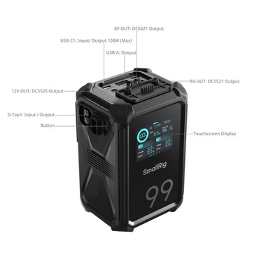 SmallRig x Renan Ozturk X99 V-Mount Battery X-Touch Smart with 27,200 mAh Battery Capacity, App Control, 4.9FT Drop-Proof, Dust/Water-Resistant & 240W Type-C Fast Charging Cable for Professional Wedding Videography and Filmmaking | 4984