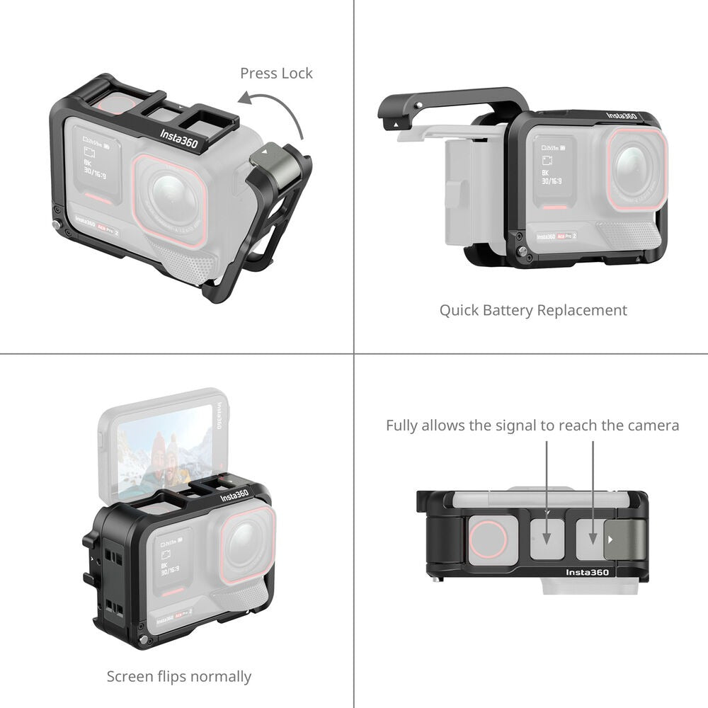 SmallRig Insta360 Ace Pro 2 / Ace Pro Utility Aluminum Cage with Magnetic Quick Release Interface, Anti-Slip & Scratch Silicon Pads, Easy Access Battery Replacement and Seamless Transition Portrait to Landscape | 5000