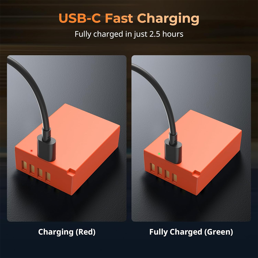 SmallRig NP-W126S Rechargeable Lithium-Ion Battery Pack 1050mAh 8.4V with USB Type-C Charging Cable for Selected Fujifilm Mirroless Cameras | Blue / Orange | 5062 5088