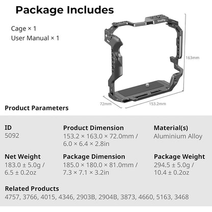 SmallRig Camera Cage Kit for Canon EOS R5 Mark II Aluminum Alloy with CF-R20EP Battery Grip & Arca-Swiss Quick Release Baseplate, Cold Shoe Mount, TO Rail, 1/4"-20 & 3/8"-16 Accessory Threads for Tripods and Gimbal Stabilizers | 5092