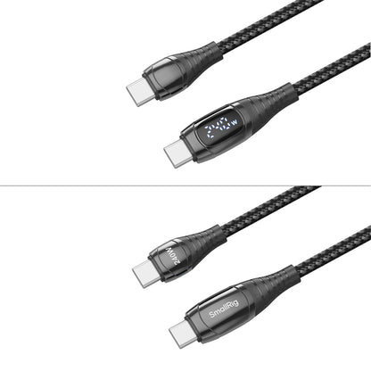 SmallRig PD 3.1 240W USB-C to USB-C Super Fast Charging & Data Sync Polyester-Braided Type C Charger Cable with LED Display for iPhone 16/15 Plus Pro Max, iPad Pro/Air, MacBook, Smartphones, Camera Batteries, Tablets & Laptops | 4908 5113