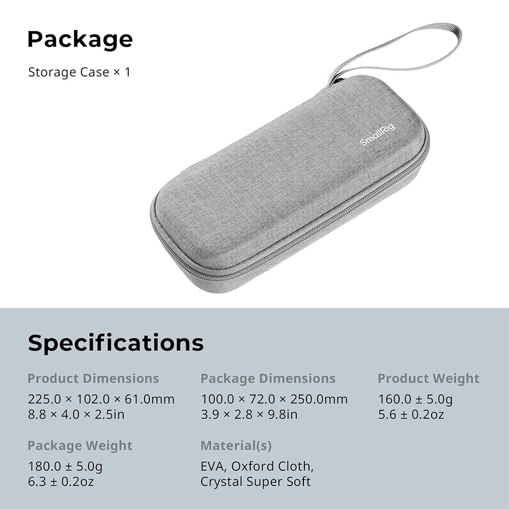 SmallRig Hard Shell Pouch Carrying Bag with Wrist Strap for DJI Osmo Pocket 3 Action Camera, Plush Padded Lining and Molded Interior Compartments | 5118