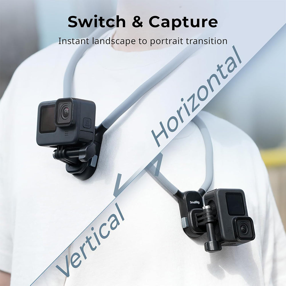 SmallRig Quick Release Magnetic Neck Mount Support with 2-Prong Adapter / Phone Holder for Action Cameras & Smartphones, Supports Landscape and Portrait Photography Videography | 5126 5128