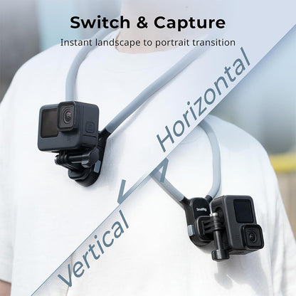 SmallRig Quick Release Magnetic Neck Mount Support with 2-Prong Adapter / Phone Holder for Action Cameras & Smartphones, Supports Landscape and Portrait Photography Videography | 5126 5128