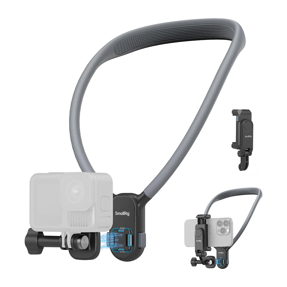 SmallRig Quick Release Magnetic Neck Mount Support with 2-Prong Adapter / Phone Holder for Action Cameras & Smartphones, Supports Landscape and Portrait Photography Videography | 5126 5128