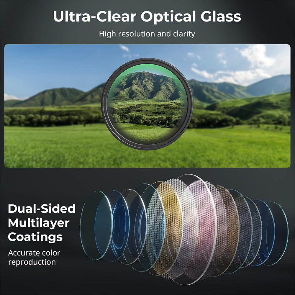 SmallRig 67mm Magnetic Filter Kit with 1 to 9-Stop VND2-32 / 64-400 Variable Neutral Density + CPL Circular Polarizer + 1/4 Black Mist Multi-Coated for Smartphone Video Rigs Cages and Camera Lenses | 5169 5170