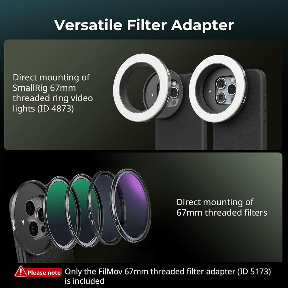 SmallRig FilMov Threaded 67mm T-Mount Lens Filter Adapter Ring with Magnetic Attachment for iPhone 16 Pro Series Cages and Cases | 5173 | JG Superstore