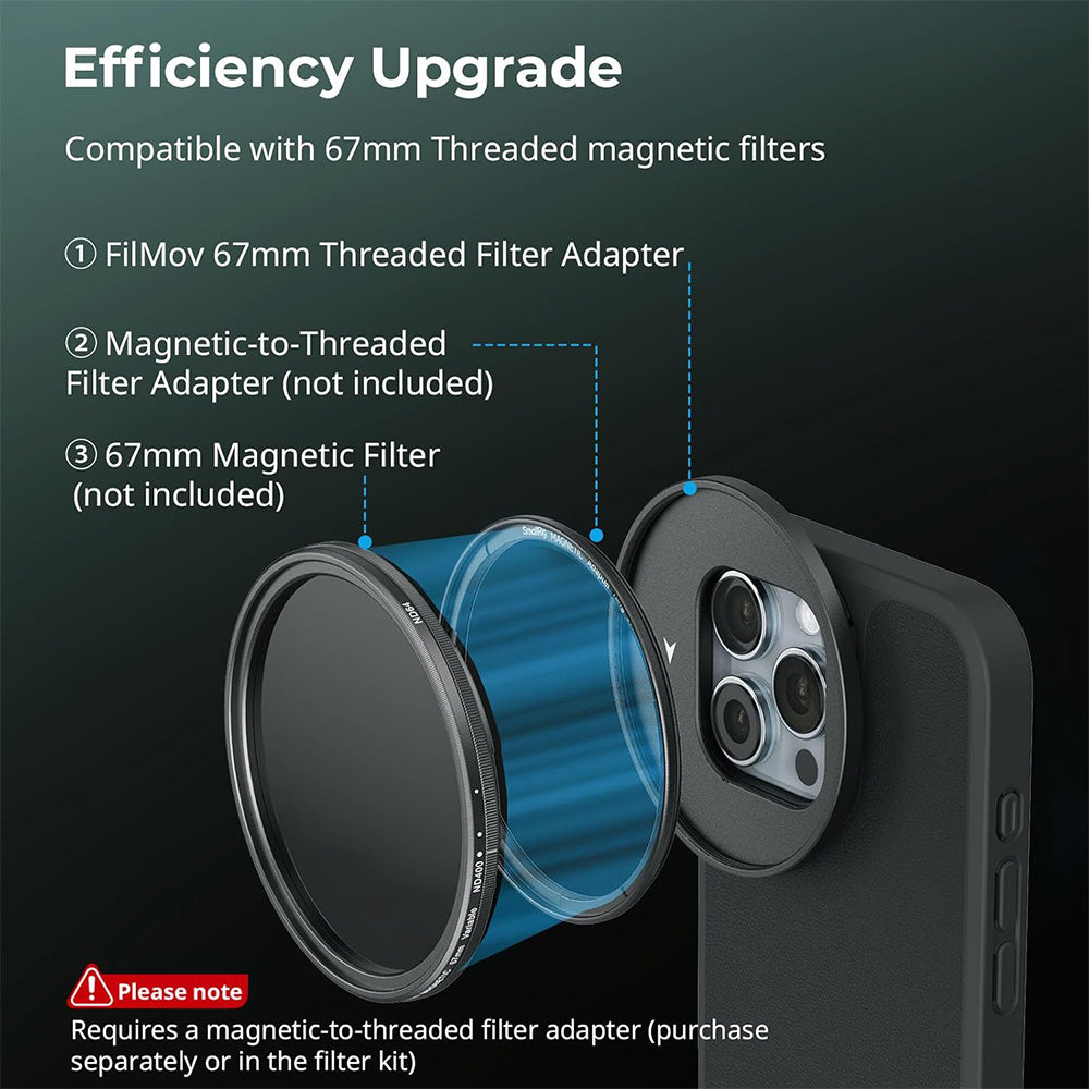 SmallRig FilMov Threaded 67mm T-Mount Lens Filter Adapter Ring with Magnetic Attachment for iPhone 16 Pro Series Cages and Cases | 5173 | JG Superstore