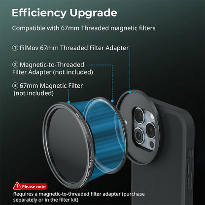 SmallRig FilMov Threaded 67mm T-Mount Lens Filter Adapter Ring with Magnetic Attachment for iPhone 16 Pro Series Cages and Cases | 5173