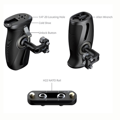 SmallRig Rotating Side Handle Camera Cage Handle Grip with 1/4"-20 Mounts 15KG Payload Capacity One-Touch 360° Rotation Aluminum Alloy Construction Compatible for Camera Cages, Mounting Plates and Accessories | 5194