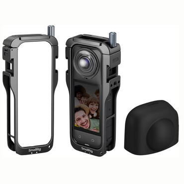 SmallRig Action Camera Cage for Insta360 X5 Aluminum Alloy Protective Case with Silicone Lens Cover Guard Cap, Wind Noise Reduction Foam, Cold Shoe & 1/4"-20 Mount Camera Accessories for Vlogging, Outdoor Shooting | 5195