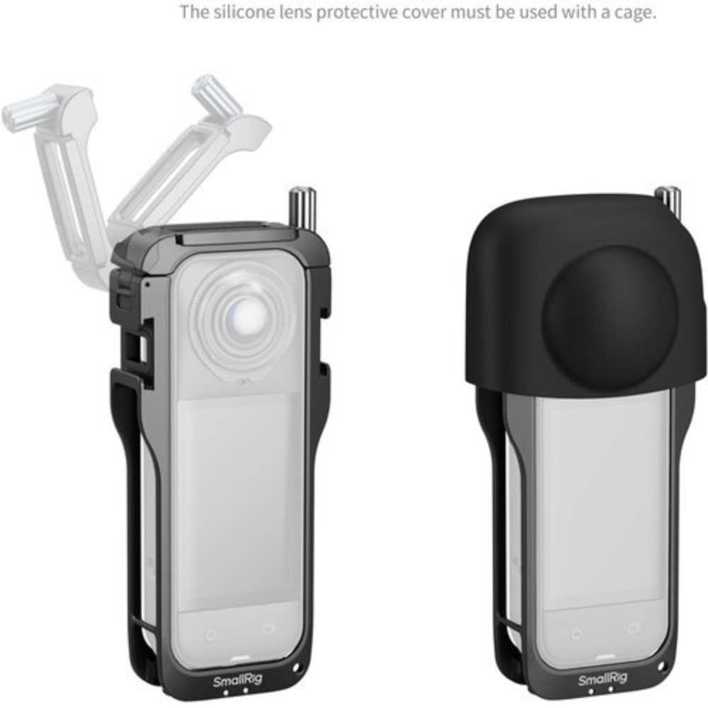 SmallRig Action Camera Cage for Insta360 X5 Aluminum Alloy Protective Case with Silicone Lens Cover Guard Cap, Wind Noise Reduction Foam, Cold Shoe & 1/4"-20 Mount Camera Accessories for Vlogging, Outdoor Shooting | 5195