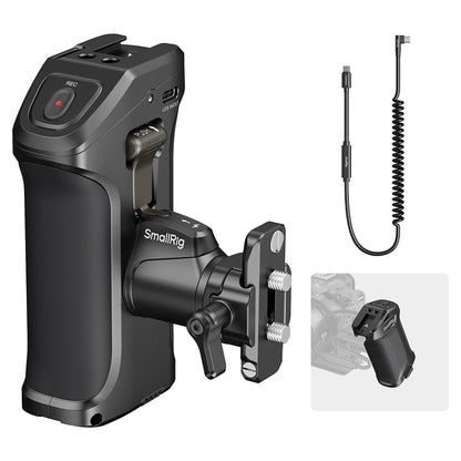 SmallRig Rotating Side Handle with Trigger REC Recording Button for Selected Canon and Blackmagic Design Cameras, Intergrated Control Function, Ergonomic Secure Grip Design, 1/4-20" Threaded Holes and Cold Shoe Mount | 5235