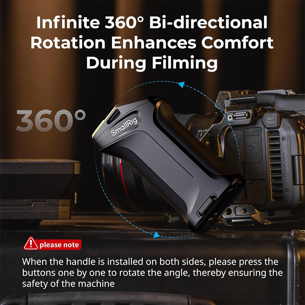 SmallRig Rotating Side Handle with Trigger REC Recording Button for Selected Canon and Blackmagic Design Cameras, Intergrated Control Function, Ergonomic Secure Grip Design, 1/4-20" Threaded Holes and Cold Shoe Mount | 5235