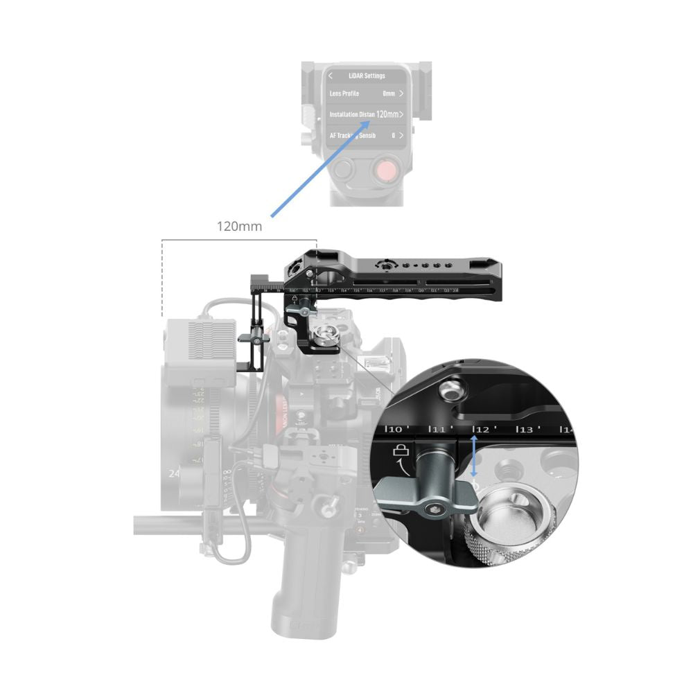 SmallRig Top Handle for DJI Focus Pro LiDAR with Adjustable Telescoping Rail, Measuring Scale & Multiple Mounts for Camera Cage Accessories | 5236