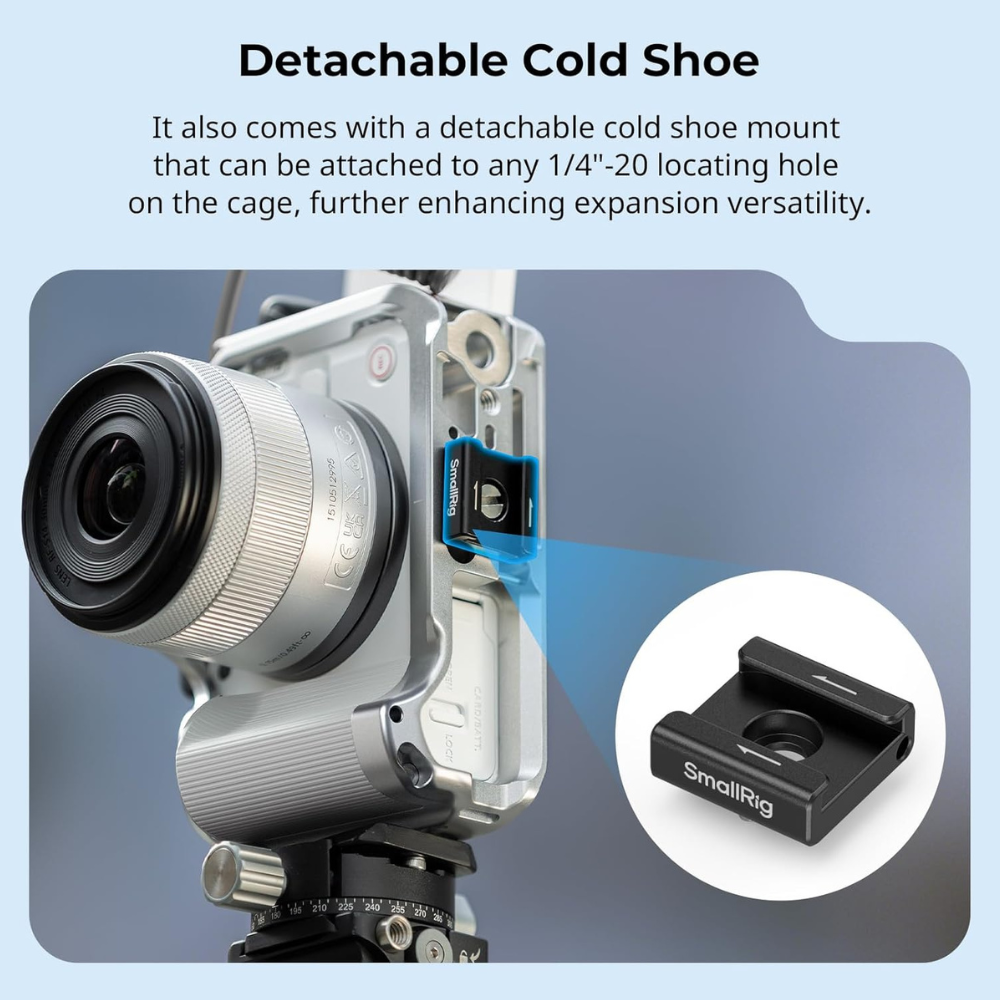 SmallRig Camera Cage for Canon EOS R50 V with Arca QR Plate, Cold Shoe, 1/4"-20 & 3/8"-16 Mounts, Silicone Grip Photography Videography Accessories | 5428