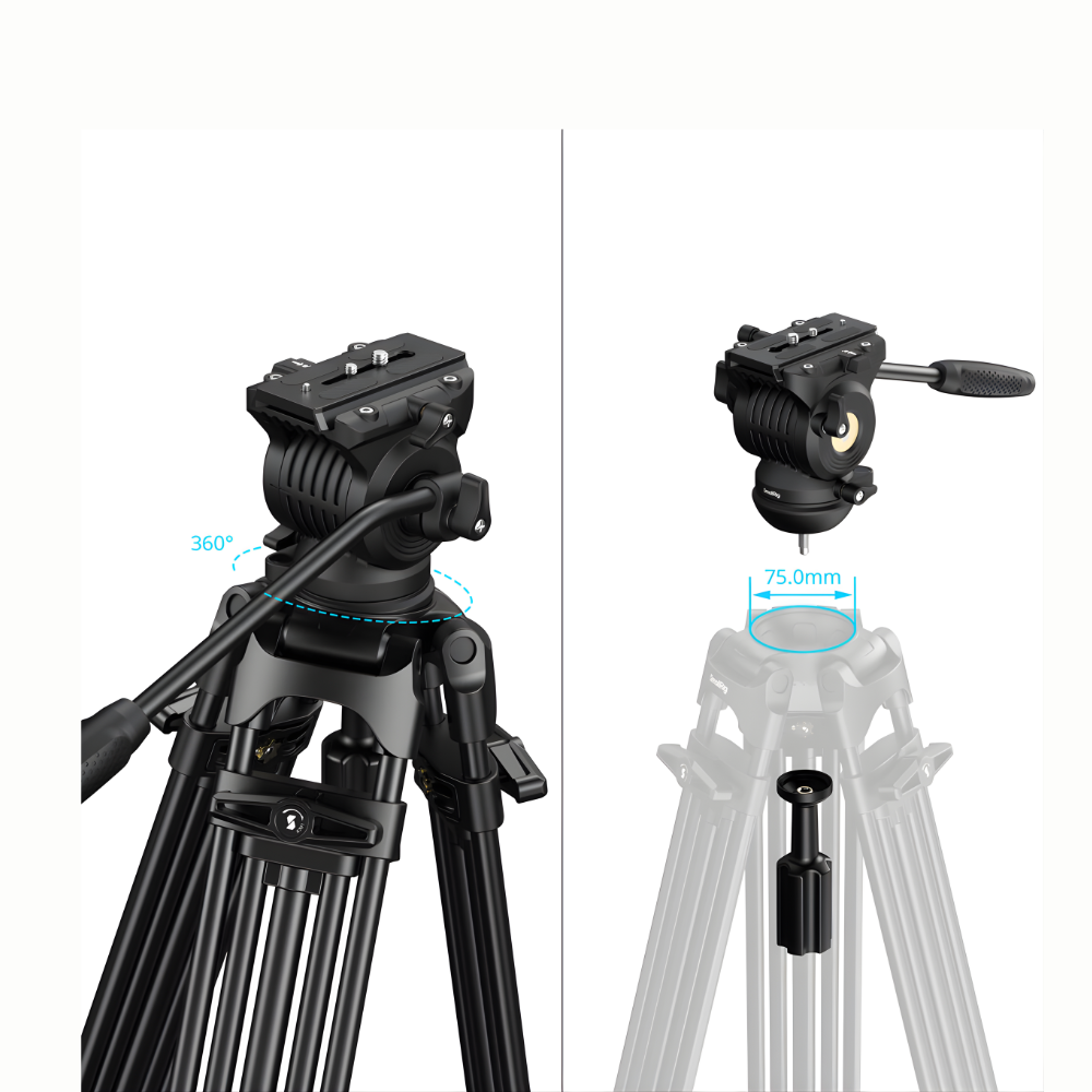 SmallRig FSD14 FreeSpeed Heavy Duty Carbon Fiber / Aluminum Tripod, 10KG Max Payload | 5442 | 5443