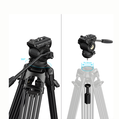 SmallRig FSD14 FreeSpeed Heavy Duty Carbon Fiber / Aluminum Tripod, 10KG Max Payload | 5442 | 5443