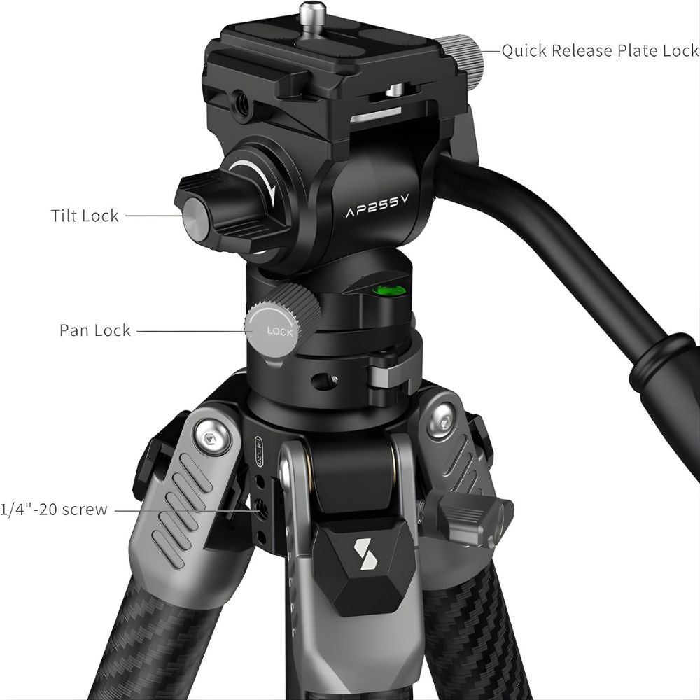 SmallRig AP225Pro Portable Carbon Fiber Video Tripod with Fluid Head | 5477
