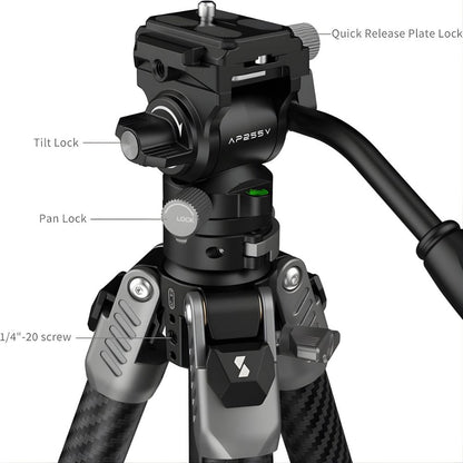 SmallRig AP225Pro Portable Carbon Fiber Video Tripod with Fluid Head | 5477
